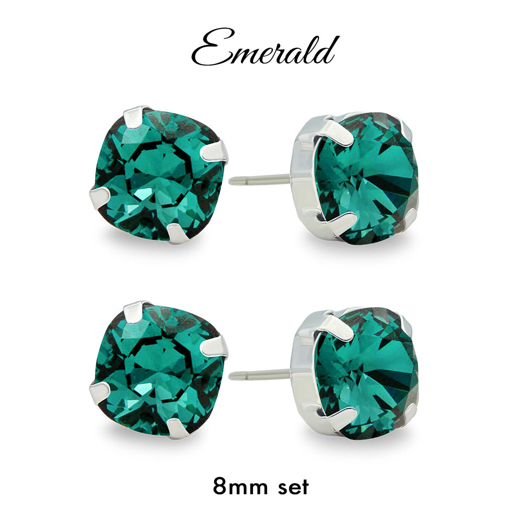 Emerald  8mm Crystal Studs 2-Pack